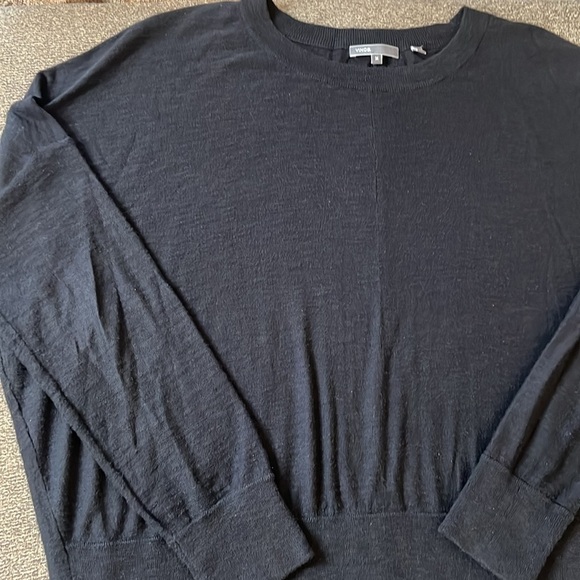 Vince Black Crew Neck High Low Oversize Sweater Size M - Picture 3 of 11